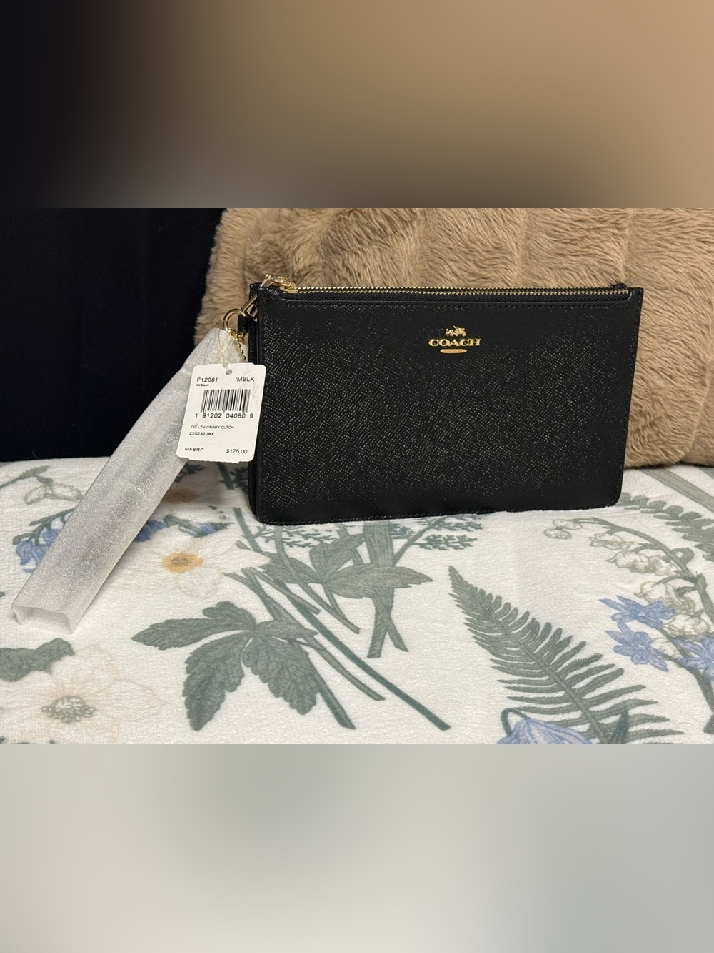 NWT Coach Crossgrain Leather Crosstown / Crosby Clutch Wristlet Black F12081